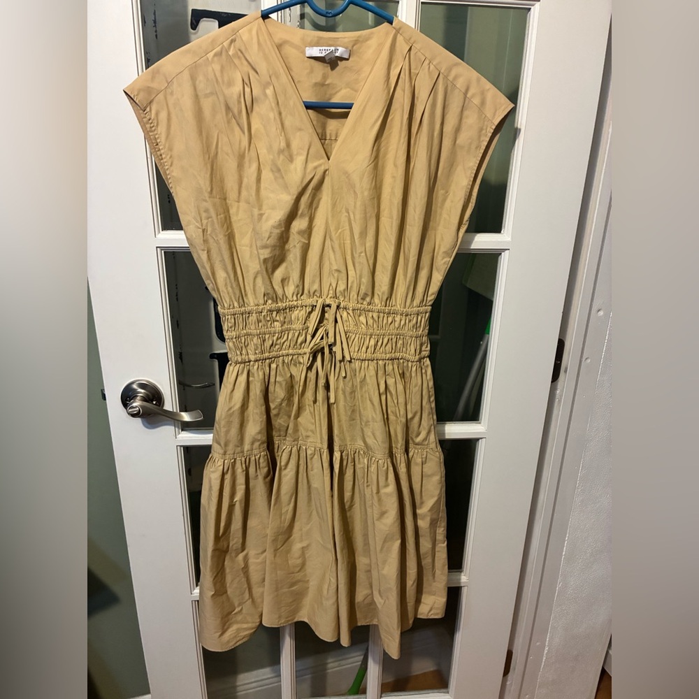 Derek Lam Cotton Casual Cinched-Waist Tan Dress Sz 8